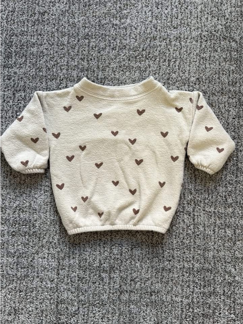 Rylee + Cru Cream Sweater with Brown Heart Print